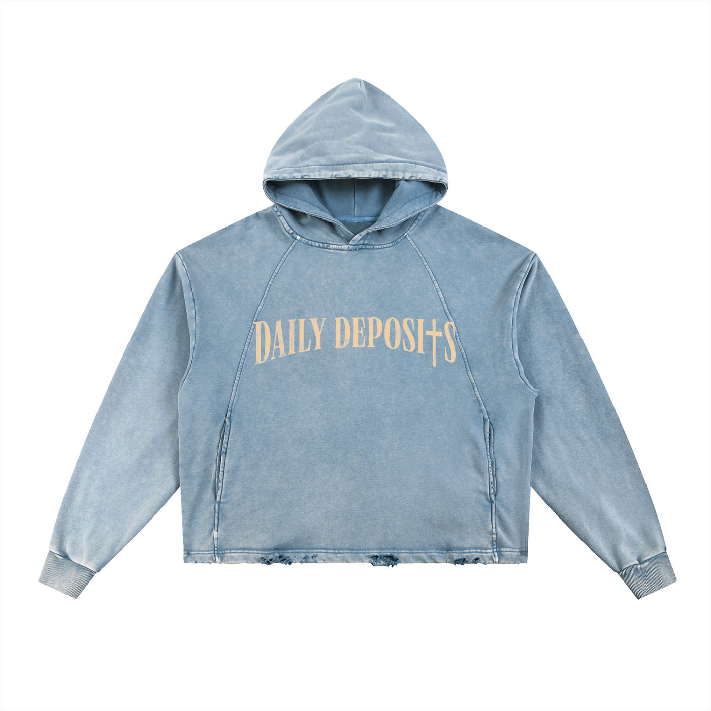 Vintage Washed Frayed-Hem Hoodie